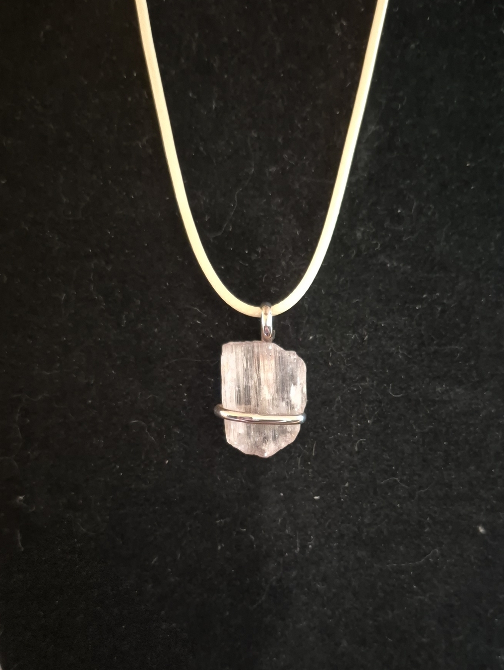 Modern Minimalist Sterling Kunzite Crystal Pendant On An 18-20 Adjustable Cord